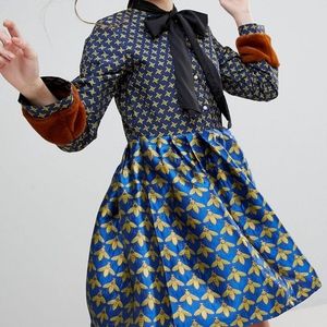 ISO Sister Jane mini skater dress bee fur cuff